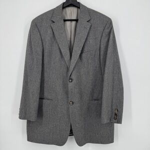 HUGO BOSS Men's 44R Grey Wool Cashmere Blazer Jacket Made in USA Vintage